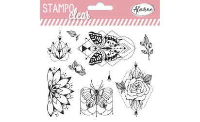 Stampo clear - Tampons transparents - Pivoine / papillons