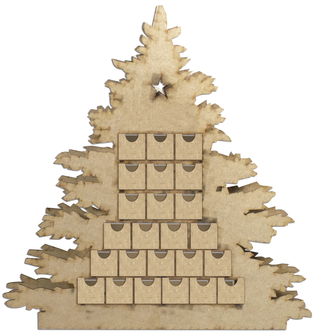 Sapin à pinces pour Calendrier de l'Avent - Bois - 50 x 36 cm - Sapin à  suspendre - Creavea