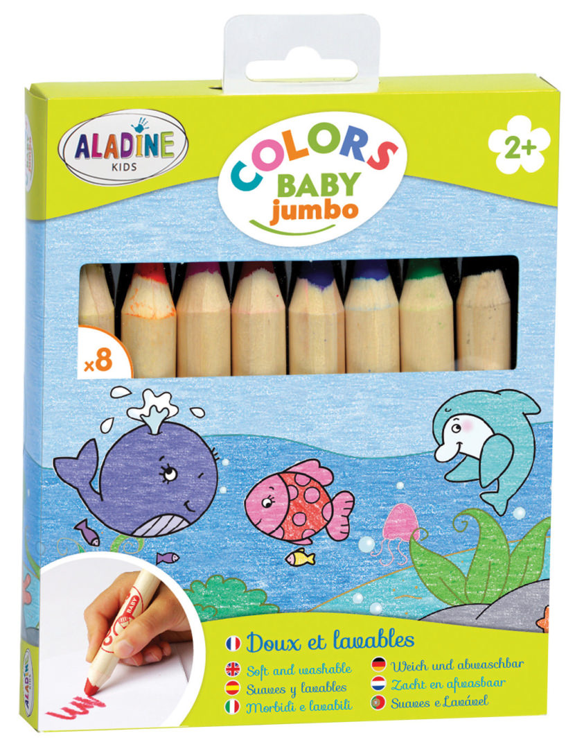 Crayons de Coloriage Aladine pour le Bain, Effaçables à l'Eau 10 Couleurs