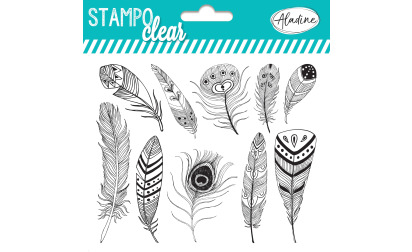 Tampon clear Aladine - Plumes - Planche 15 x 12,5 cm - 10 Stampo'clear -  Tampon transparent - Creavea