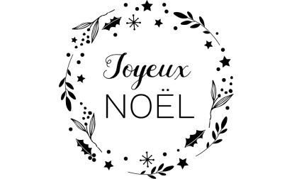 Tampon bois F - Joyeux Noël Couronne