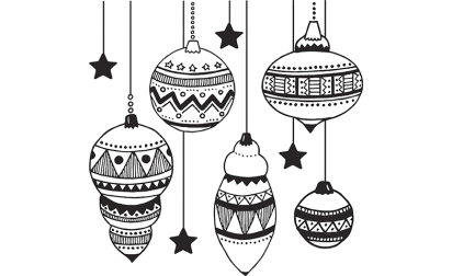 Wooden stamps - Xmas baubles